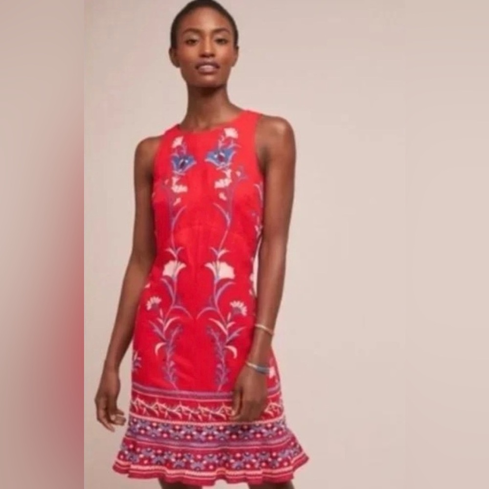 Anthropologie Akemi + Kin Women’s Embroidered Sleeveless Shift Mini Dress Small